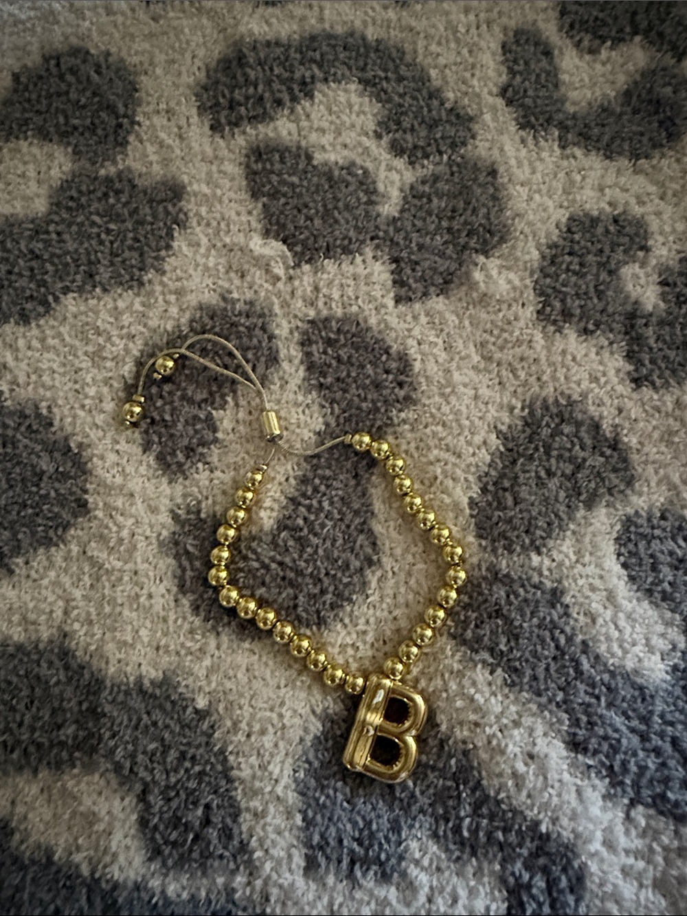 Pandora Gold Beaded Initial B Bracelet